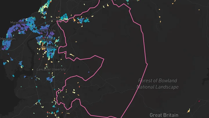 House price heatmap showing property values across Caton