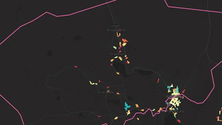 House price heatmap showing property values across Ambleside