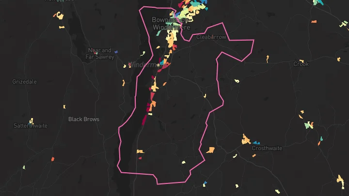 House price heatmap showing property values across Bowness On Windermere