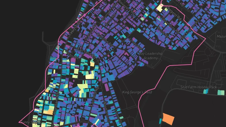 House price heatmap showing property values across Heysham