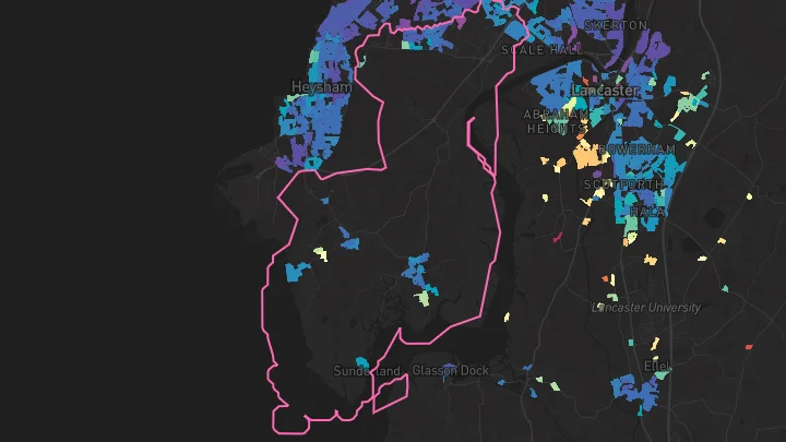 House price heatmap showing property values across Morecambe