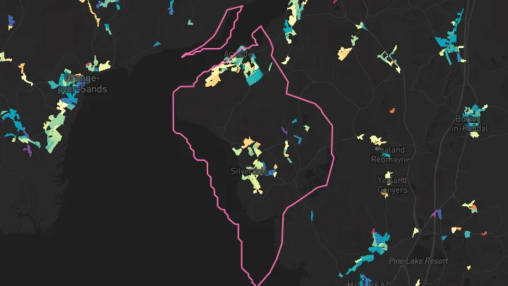 House price heatmap showing property values across Arnside