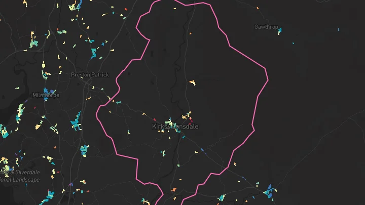 House price heatmap showing property values across Kirkby Lonsdale