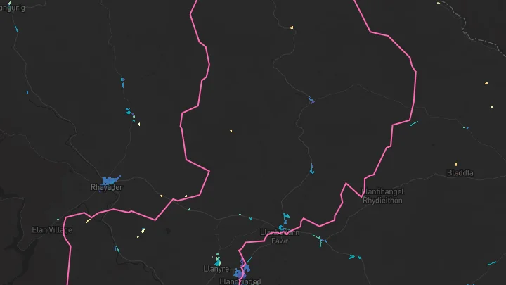 House price heatmap showing property values across Newbridge On Wye