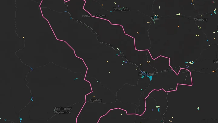 House price heatmap showing property values across Knighton