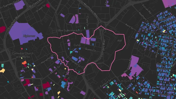 House price heatmap showing property values across Leicester