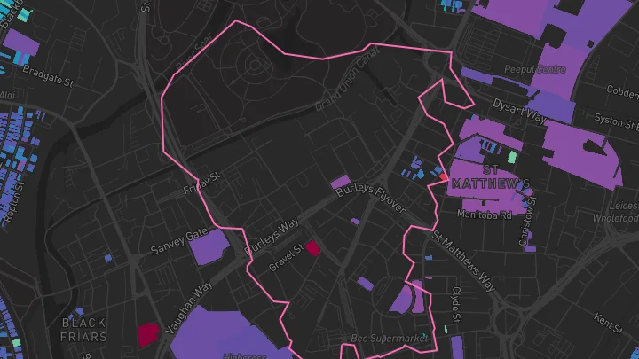 House price heatmap showing property values across Leicester