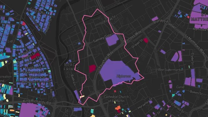 House price heatmap showing property values across Leicester