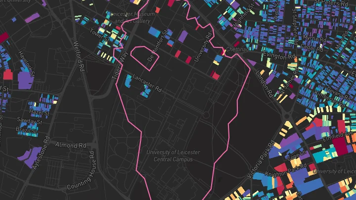 House price heatmap showing property values across Leicester