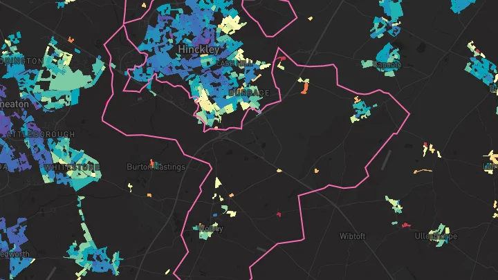 House price heatmap showing property values across Wolvey