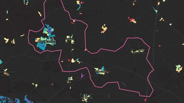 House price heatmap showing property values across East Leake