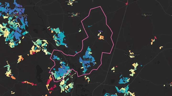 House price heatmap showing property values across Mountsorrel