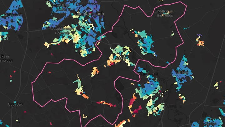 House price heatmap showing property values across Barrow Upon Soar