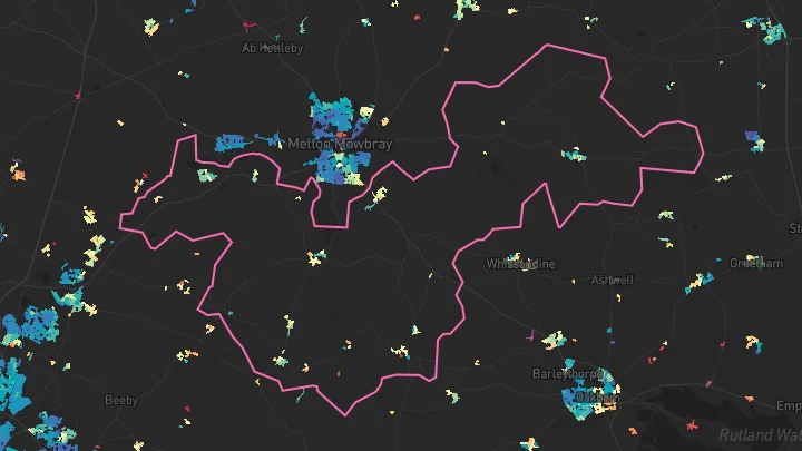 House price heatmap showing property values across Frisby On The Wreake
