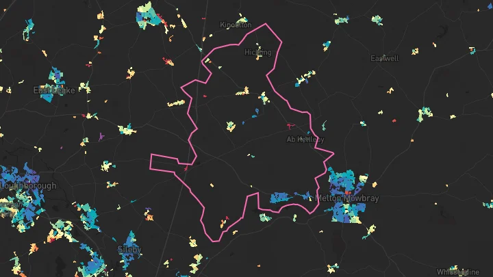 House price heatmap showing property values across Asfordby