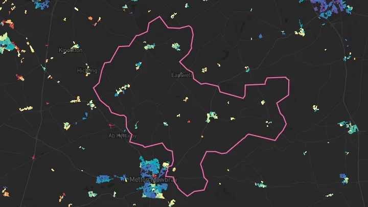 House price heatmap showing property values across Waltham On The Wolds