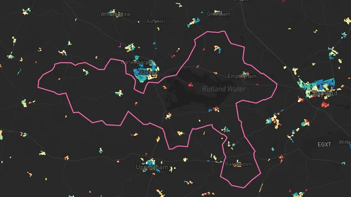 House price heatmap showing property values across Empingham