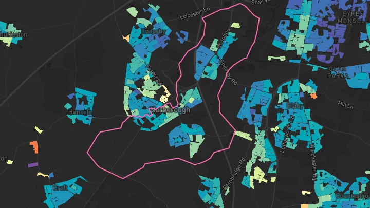 House price heatmap showing property values across Narborough