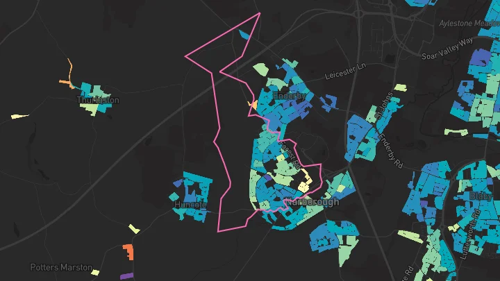 House price heatmap showing property values across Narborough