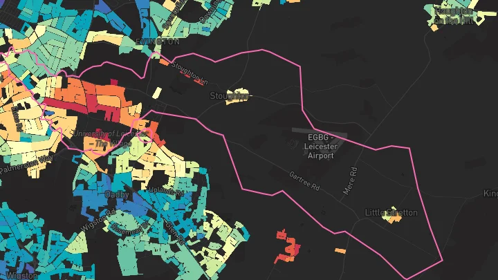 House price heatmap showing property values across Leicester