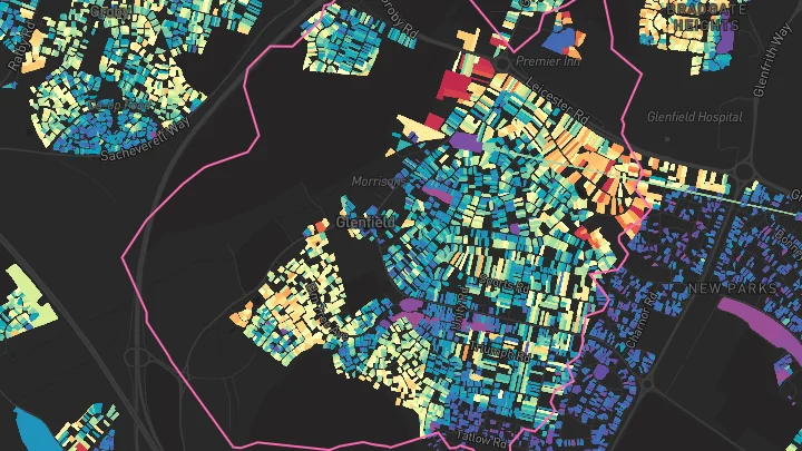 House price heatmap showing property values across Glenfield