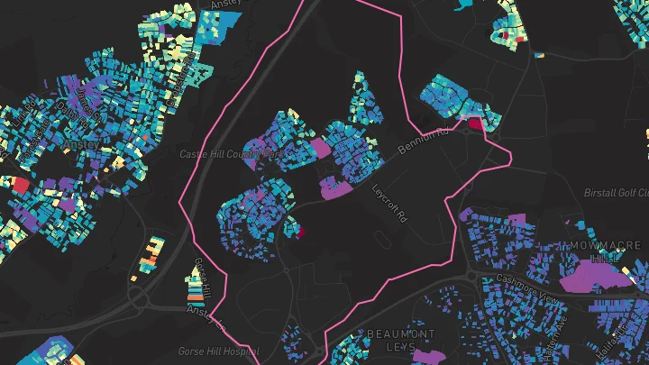 House price heatmap showing property values across Leicester