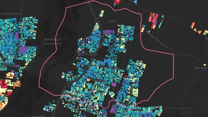 House price heatmap showing property values across Thurmaston