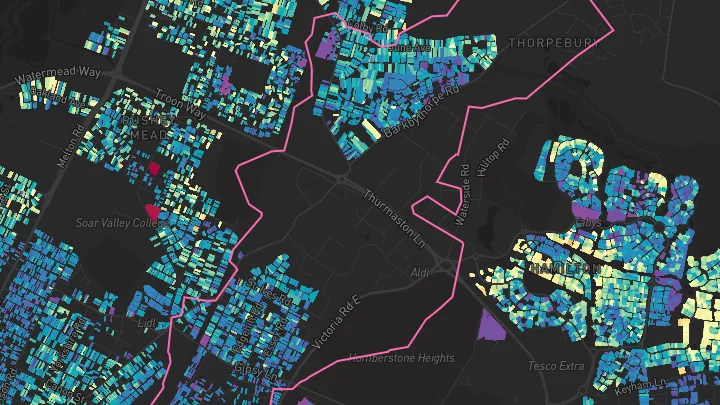 House price heatmap showing property values across Leicester