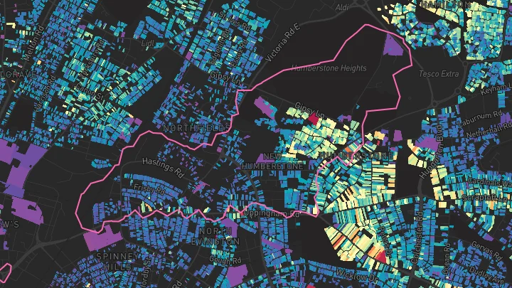 House price heatmap showing property values across Leicester