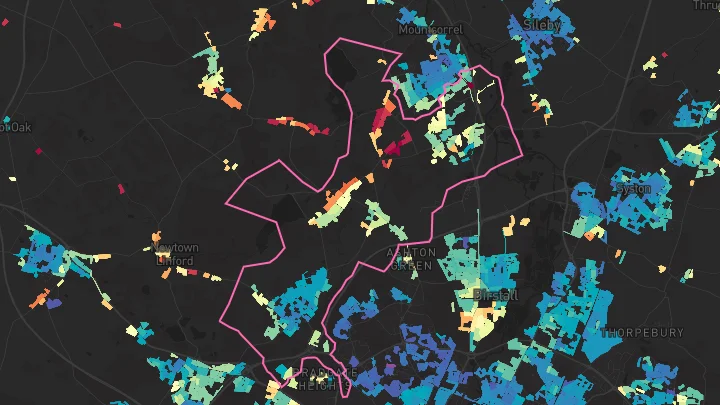 House price heatmap showing property values across Anstey