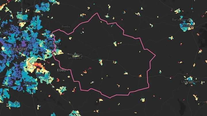 House price heatmap showing property values across Scraptoft