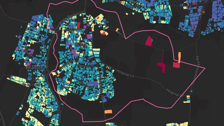 House price heatmap showing property values across Blaby