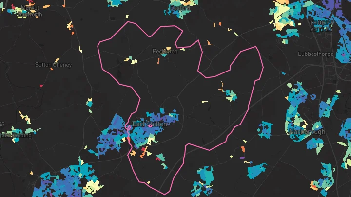 House price heatmap showing property values across Earl Shilton