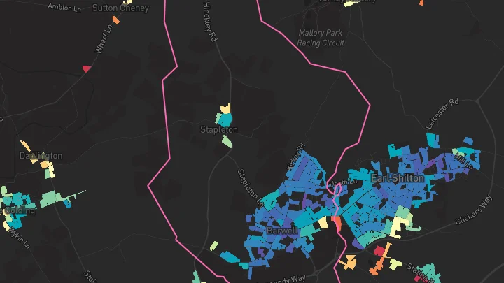 House price heatmap showing property values across Barwell