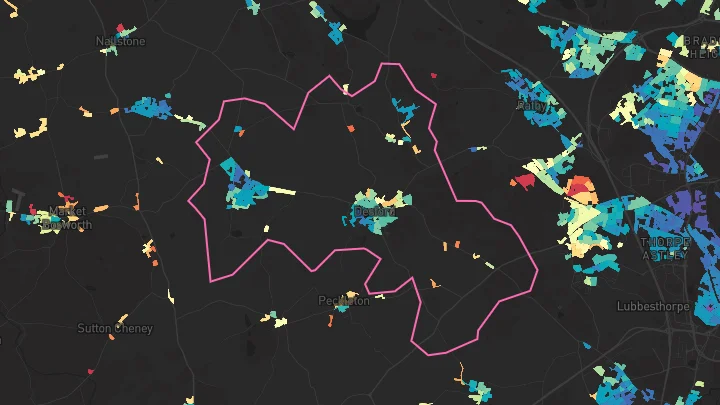 House price heatmap showing property values across Desford