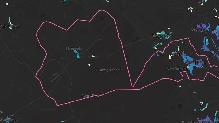 House price heatmap showing property values across Coedpoeth
