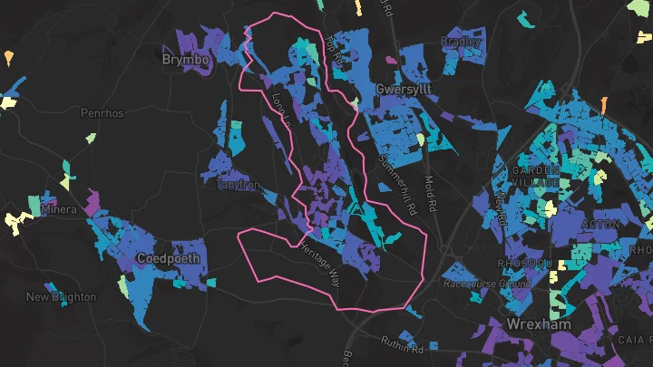 House price heatmap showing property values across New Broughton