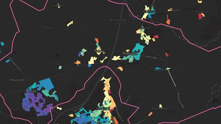 House price heatmap showing property values across Llay