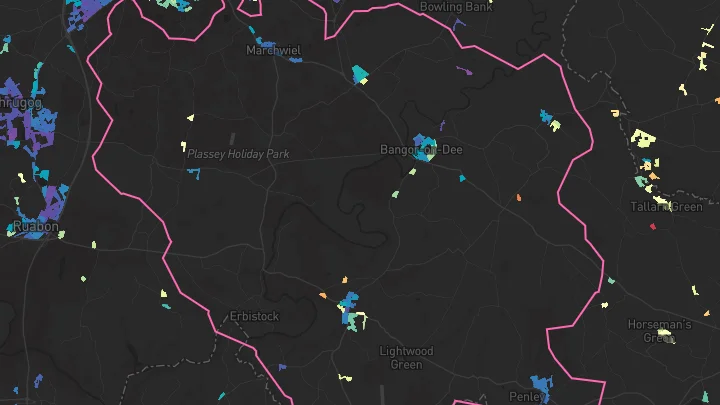 House price heatmap showing property values across Penley