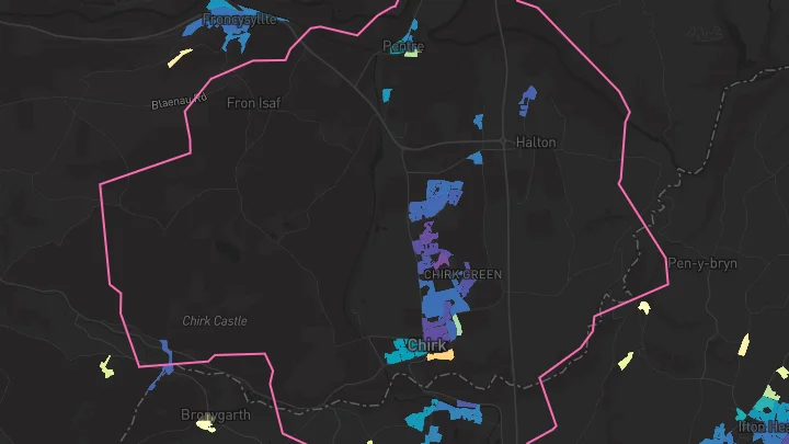 House price heatmap showing property values across Chirk