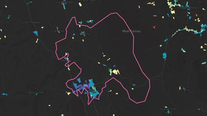House price heatmap showing property values across Ruthin