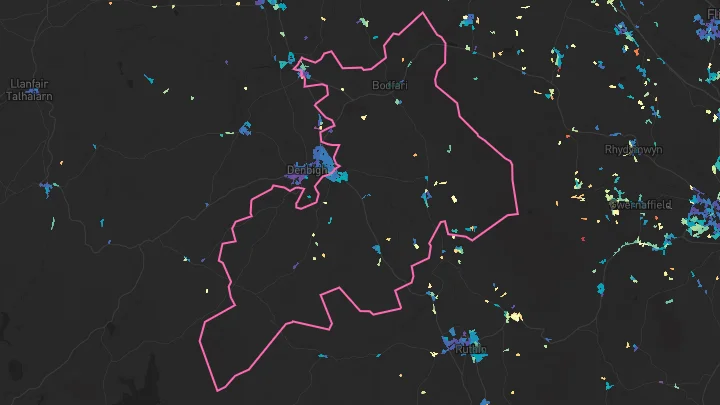 House price heatmap showing property values across Llandyrnog
