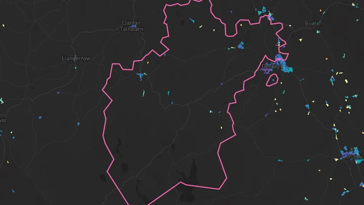 House price heatmap showing property values across Henllan