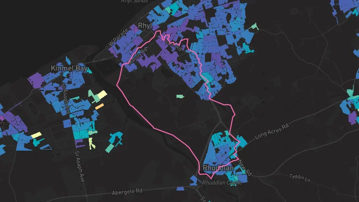 House price heatmap showing property values across Rhuddlan