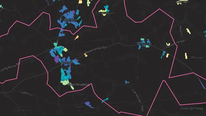 House price heatmap showing property values across Dyserth