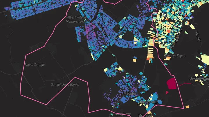 House price heatmap showing property values across Prestatyn