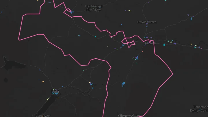 House price heatmap showing property values across Llandrillo