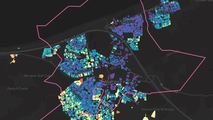 House price heatmap showing property values across Abergele