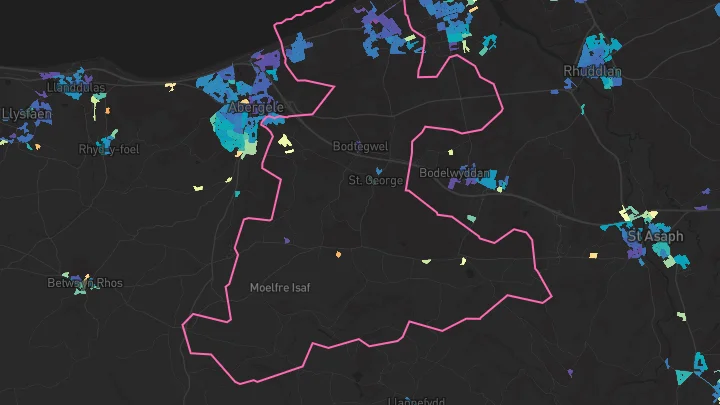 House price heatmap showing property values across Towyn