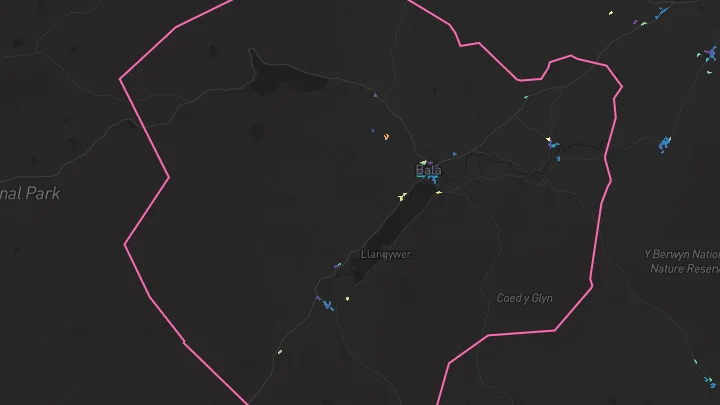 House price heatmap showing property values across Bala